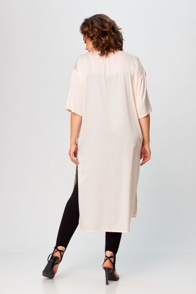Туника свободного силуэта из шелка удлиненная для лета Avenue 0326-2 персик - фото 6