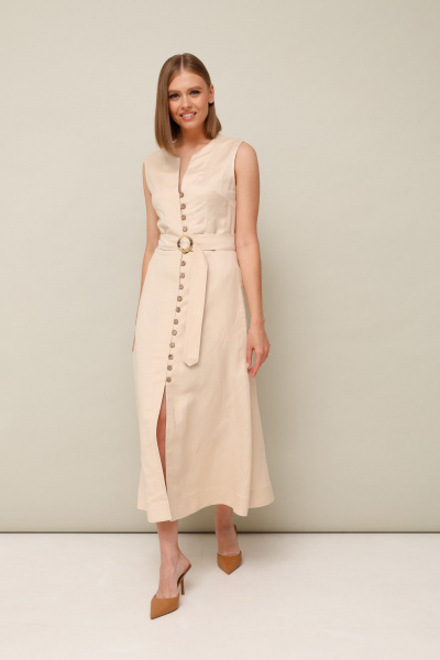 Платье А-силуэта из натуральных тканей с поясом для лета PUR PUR 01-954/7 - фото 2