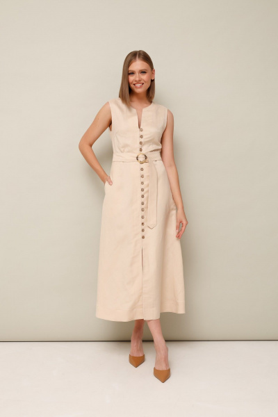 Платье А-силуэта из натуральных тканей с поясом для лета PUR PUR 01-954/7 - фото 1