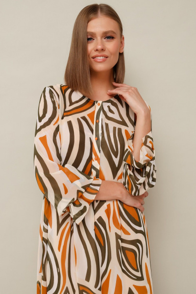 Стильное платье из шифона с длинным рукавом и разрезами PUR PUR 11-034/20 - фото 4