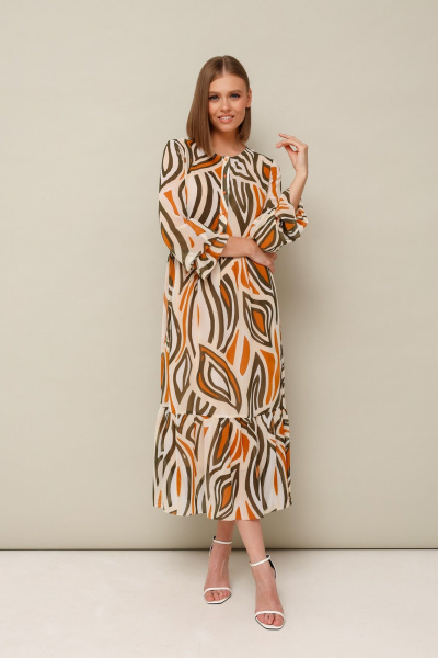 Стильное платье из шифона с длинным рукавом и разрезами PUR PUR 11-034/20 - фото 3