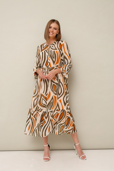 Стильное платье из шифона с длинным рукавом и разрезами PUR PUR 11-034/20 - фото 2