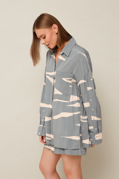 Комплект блузы и шортов из вискозы с разрезами на лето PUR PUR 11-087/9 - фото 3