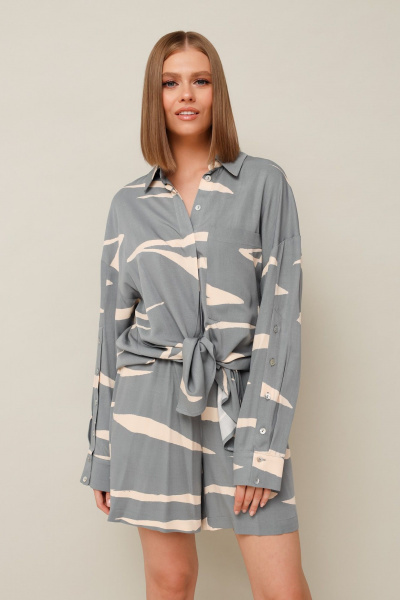 Комплект блузы и шортов из вискозы с разрезами на лето PUR PUR 11-087/9 - фото 2