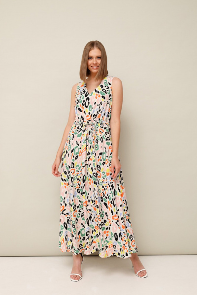 Расширенное платье с запахом и разрезом из текстиля PUR PUR 11-283/6 - фото 1