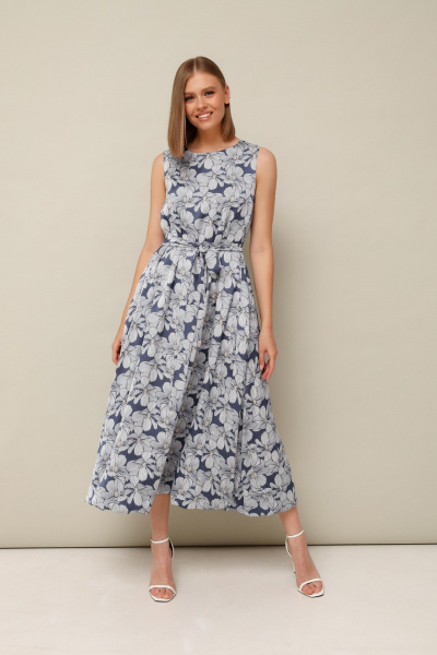 Эффектное платье баллон средняя длина с карманами и поясом PUR PUR 11-293/8 - фото 1