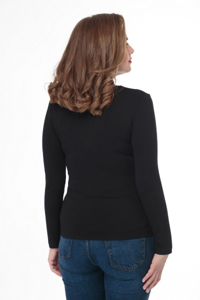 Демисезонный трикотажный укороченный лонгслив с округлым воротом Anelli 897 черный - фото 6