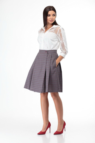 Юбка Anelli 905 клетка_беж - фото 1
