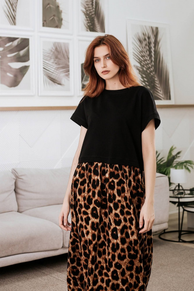 Летнее платье со сборкой по талии из хлопка и вискозы BUNABOUTIQUE 21071 - фото 4