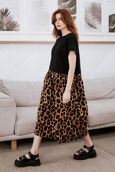 Летнее платье со сборкой по талии из хлопка и вискозы BUNABOUTIQUE 21071 - фото 2