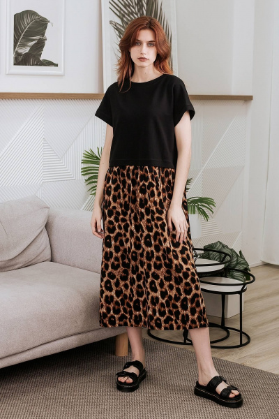 Летнее платье со сборкой по талии из хлопка и вискозы BUNABOUTIQUE 21071 - фото 1