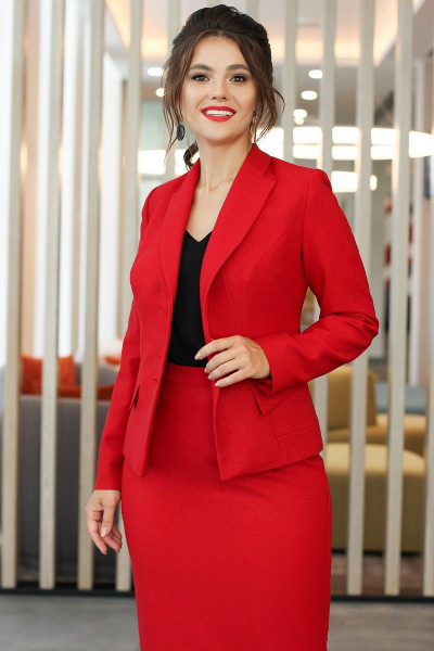 Жакет, юбка Мода Юрс 2224 красный - фото 2