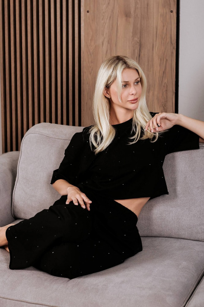 Летний костюм блузка и брюки из хлопка с стразами BUNABOUTIQUE 2101 - фото 7