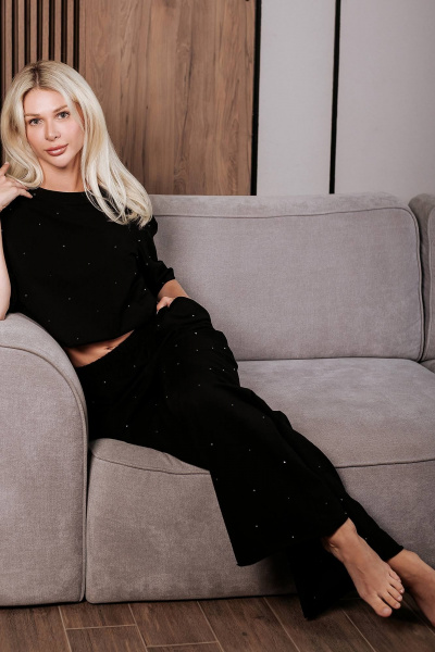 Летний костюм блузка и брюки из хлопка с стразами BUNABOUTIQUE 2101 - фото 6