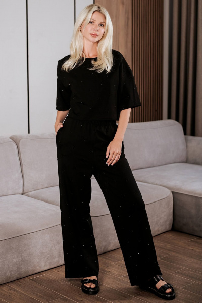 Летний костюм блузка и брюки из хлопка с стразами BUNABOUTIQUE 2101 - фото 2