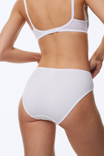 Белые хлопковые трусы с кружевными вставками и высокой линией Леди Леда 327-306 - фото 3
