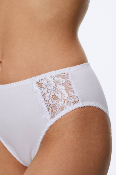 Белые хлопковые трусы с кружевными вставками и высокой линией Леди Леда 327-306 - фото 2