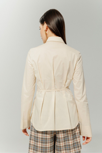 Блуза из хлопка с разрезами, классического и делового стиля DEVITA 6013 молочный - фото 3