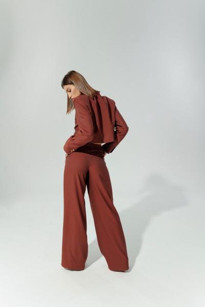 Брюки палаццо классического кроя из текстиля для делового образа DEVITA 3015 винный - фото 10