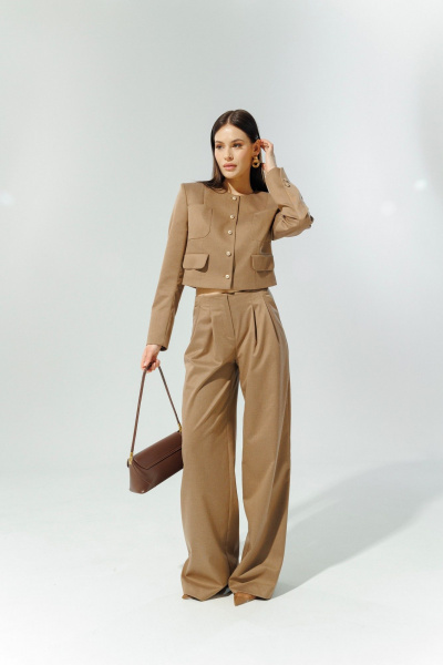 Жакет коричневого цвета в стиле Шанель для делового образа DEVITA 4013-1 коричневый - фото 8