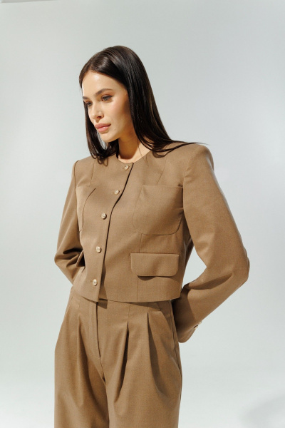 Жакет коричневого цвета в стиле Шанель для делового образа DEVITA 4013-1 коричневый - фото 7