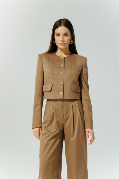 Жакет коричневого цвета в стиле Шанель для делового образа DEVITA 4013-1 коричневый - фото 4