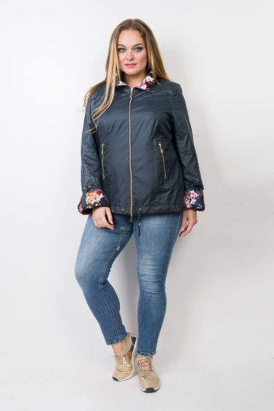 Демисезонная ветровка с капюшоном и капюшоном TrikoTex Stil Л1547 изумруд - фото 1