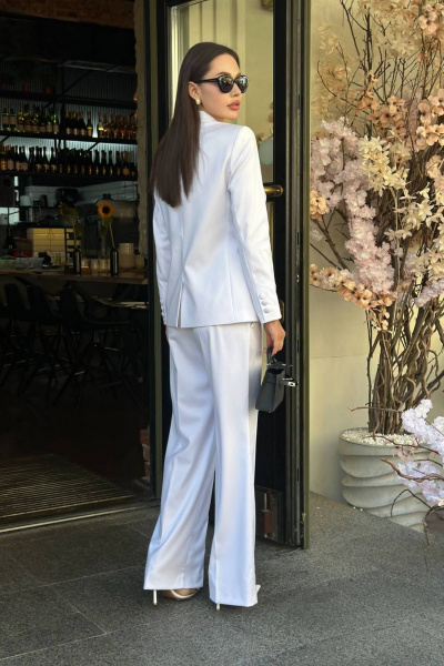 Костюм из жакета и брюк классического стиля из текстиля Temper 134 белый - фото 4