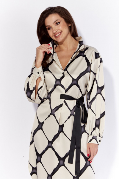 Летнее белое платье прямого силуэта с длинным рукавом TAiER 1295 - фото 7