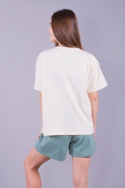 футболка и шорты из трикотажа и хлопка для ежедневного стиля 8 Марта 16238-3С660Д40-158,164 бежевый - фото 3