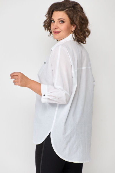 Белая рубашка из хлопка с длинным рукавом и воротником Solomeya Lux 858 белый - фото 10