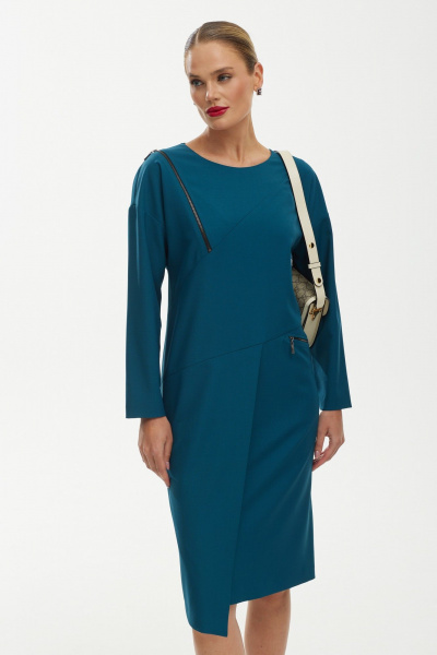 Платье длины миди из вискозы и трикотажа в голубом цвете Твой имидж 1752 морская_волна - фото 5