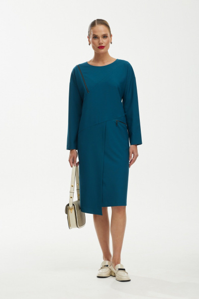 Платье длины миди из вискозы и трикотажа в голубом цвете Твой имидж 1752 морская_волна - фото 1