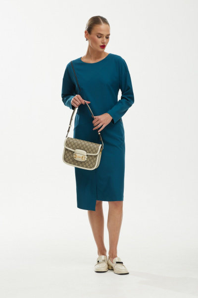 Платье длины миди из вискозы и трикотажа в голубом цвете Твой имидж 1752 морская_волна - фото 3