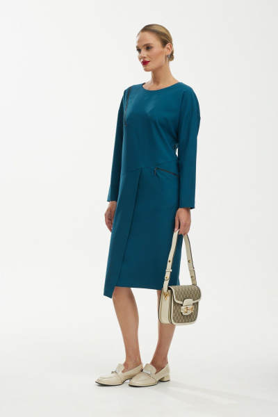 Платье длины миди из вискозы и трикотажа в голубом цвете Твой имидж 1752 морская_волна - фото 2