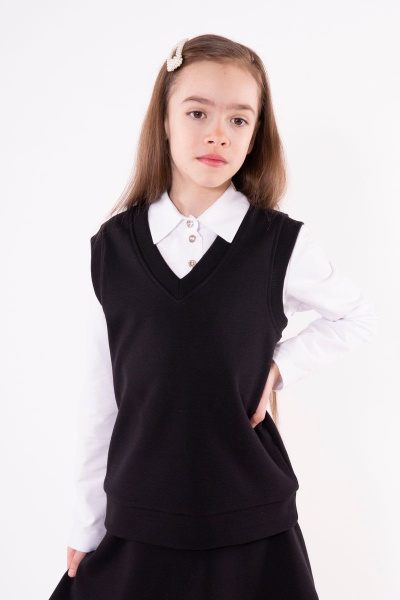 Жилет деловой из хлопка и трикотажа для повседневности 8 Марта 18267-3С5120Д40-152 черный - фото 1