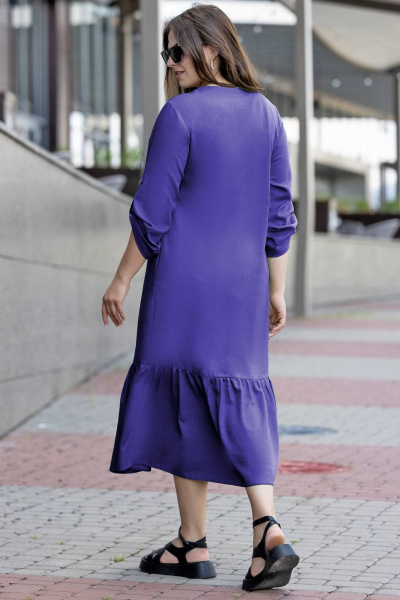 Платье макси бохо из эко льна plus size летнее Gold Style 2657 фиолет - фото 10