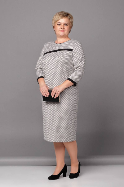 Платье полуприлегающего силуэта из трикотажа с кокетками Соджи 446 серый - фото 3