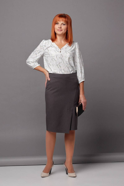Юбка прямого силуэта из текстиля, демисезон, деловой стиль Соджи 448 темно-серый - фото 1