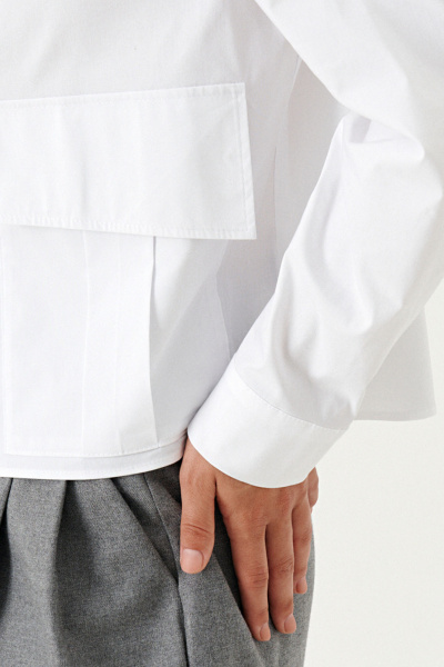 Блуза хлопковая классическая повседневная Панда 191340w белый - фото 4