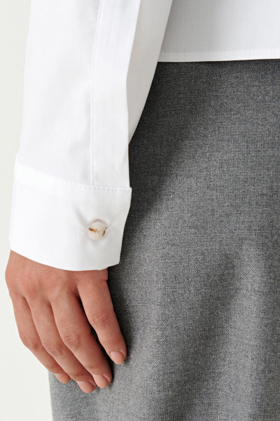 Блуза хлопковая классическая повседневная Панда 191340w белый - фото 5