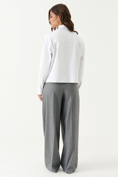 Блуза хлопковая классическая повседневная Панда 191340w белый - фото 6