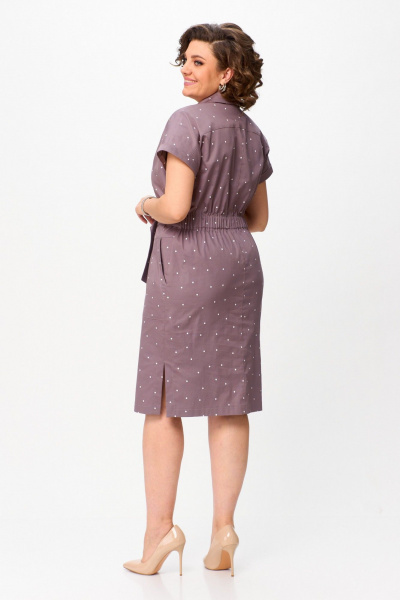 Платье из хлопкового текстиля с разрезами и накладными карманами Slaviaelit 536 капучино - фото 4