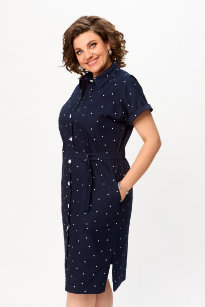 Летнее платье с карманами и разрезами из хлопка Slaviaelit 536 синий - фото 6