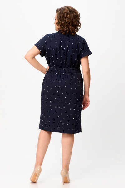 Летнее платье с карманами и разрезами из хлопка Slaviaelit 536 синий - фото 4