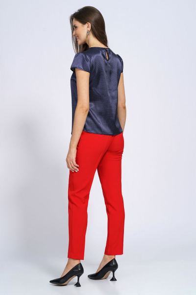 Деловой костюм из текстиля: жакет, брюки и блуза Alani Collection 1887 красный/мелкий_горох - фото 9