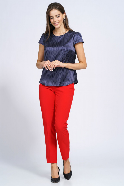 Деловой костюм из текстиля: жакет, брюки и блуза Alani Collection 1887 красный/мелкий_горох - фото 8