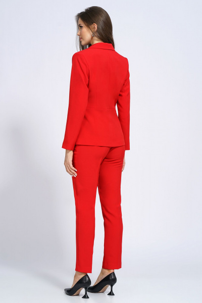 Деловой костюм из текстиля: жакет, брюки и блуза Alani Collection 1887 красный/мелкий_горох - фото 5
