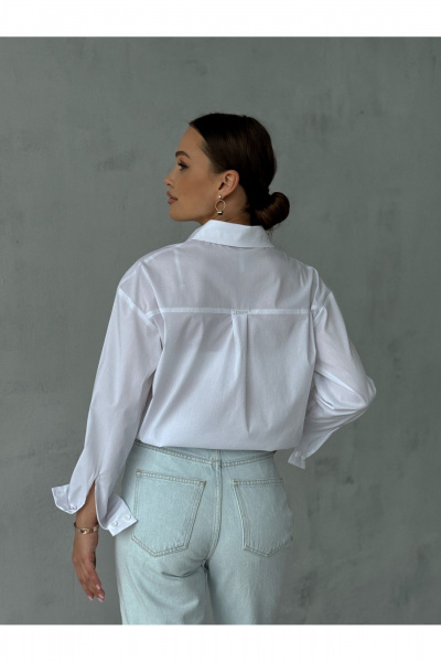 Блузка классическая с воротником и коротким рукавом для делового образа Dilana VIP 2061 белый - фото 14