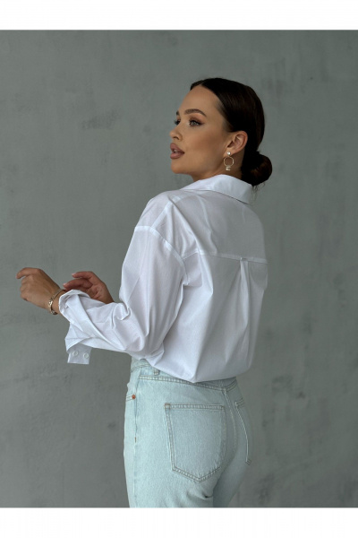 Блузка классическая с воротником и коротким рукавом для делового образа Dilana VIP 2061 белый - фото 13